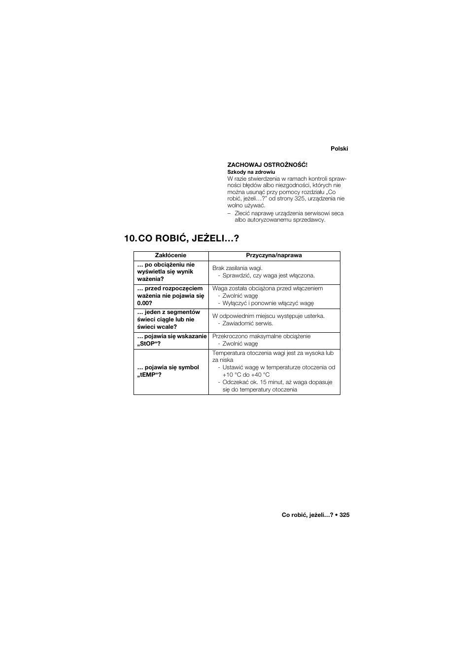 Co robić, jeżeli | Seca 677 User Manual | Page 325 / 337