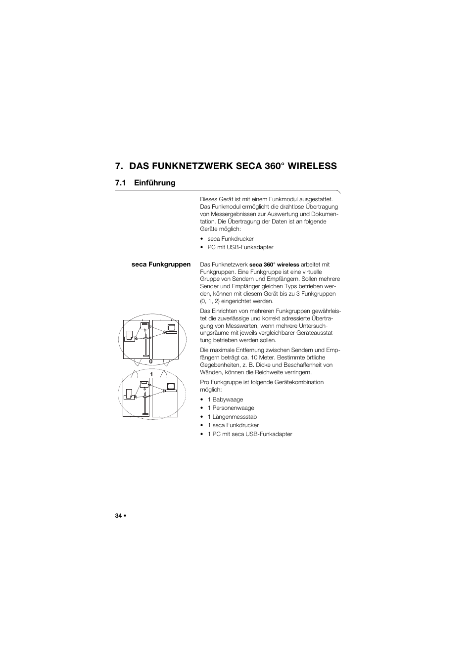 Das funknetzwerk seca 360° wireless, 1 einführung, Seca funkgruppen | Seca 677 User Manual | Page 34 / 337