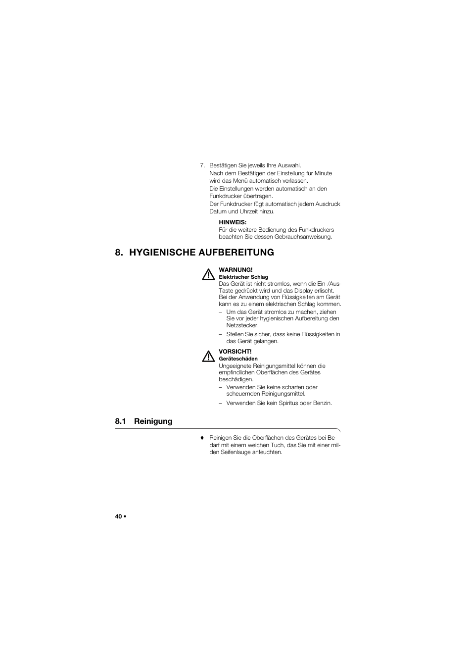 Hygienische aufbereitung, 1 reinigung | Seca 677 User Manual | Page 40 / 337