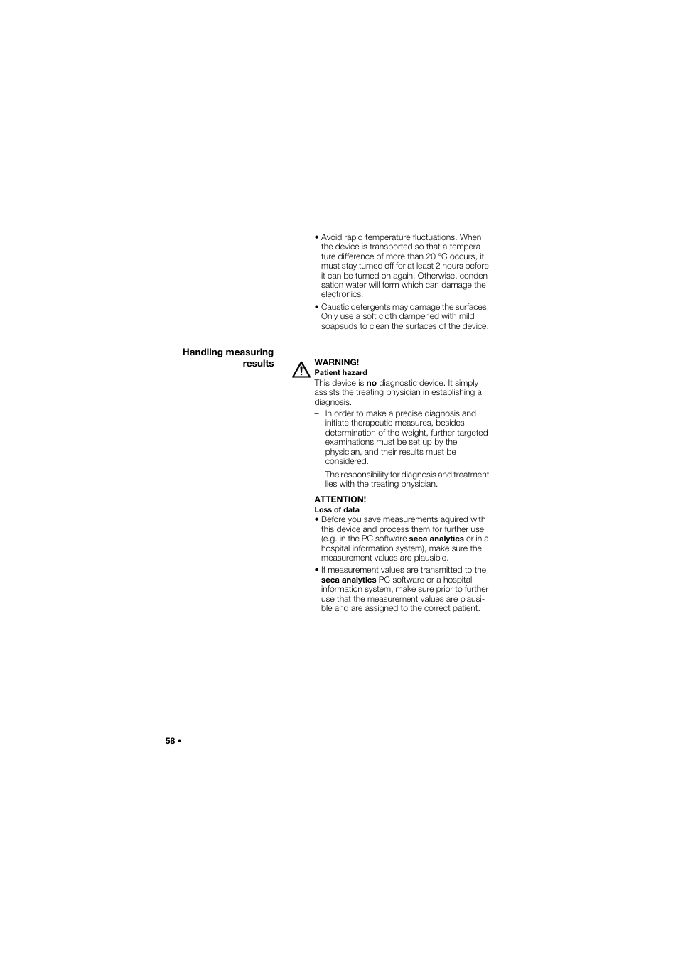 Handling measuring results | Seca 677 User Manual | Page 58 / 337