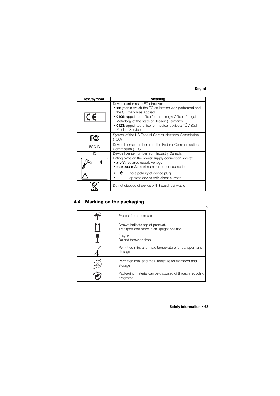 4 marking on the packaging | Seca 677 User Manual | Page 63 / 337