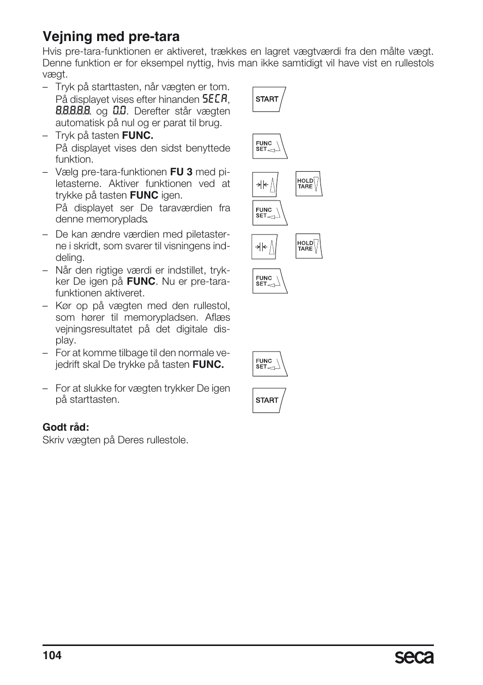 Vejning med pre-tara | Seca 677 User Manual | Page 104 / 240
