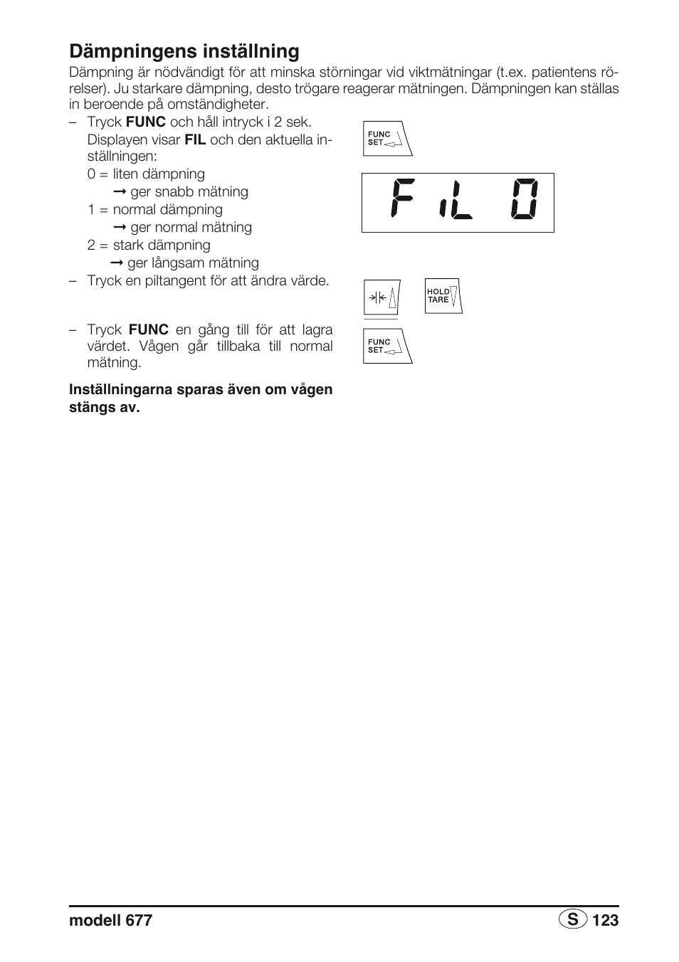 Dämpningens inställning | Seca 677 User Manual | Page 123 / 240