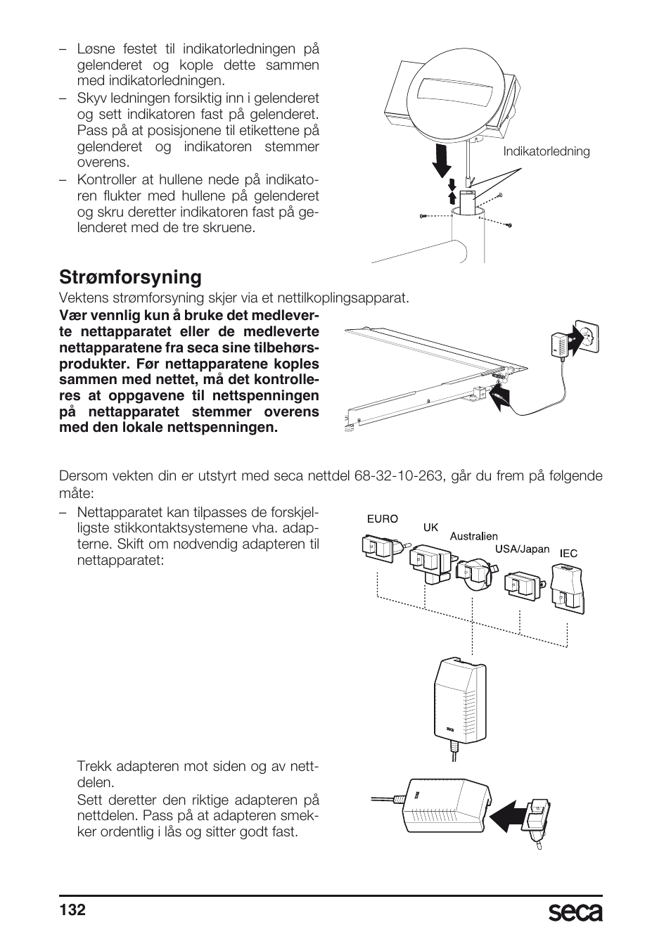 Strømforsyning | Seca 677 User Manual | Page 132 / 240