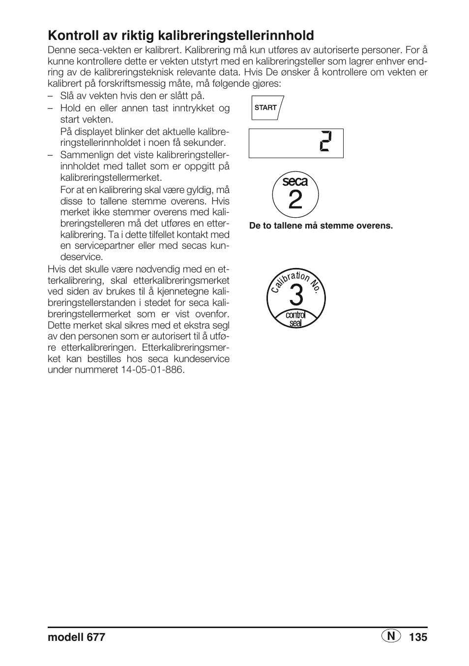 Kontroll av riktig kalibreringstellerinnhold | Seca 677 User Manual | Page 135 / 240