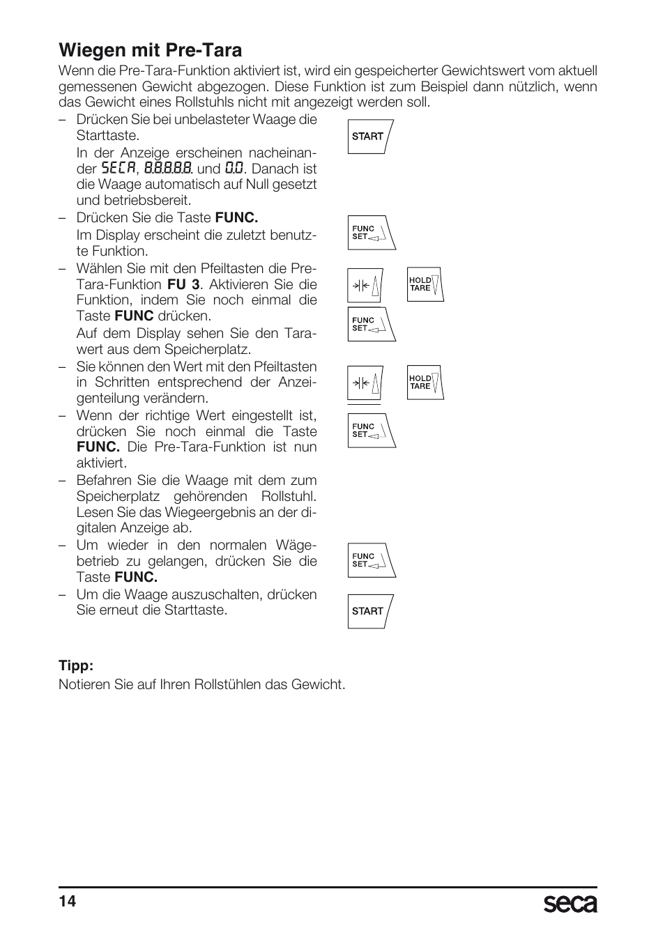 Wiegen mit pre-tara | Seca 677 User Manual | Page 14 / 240