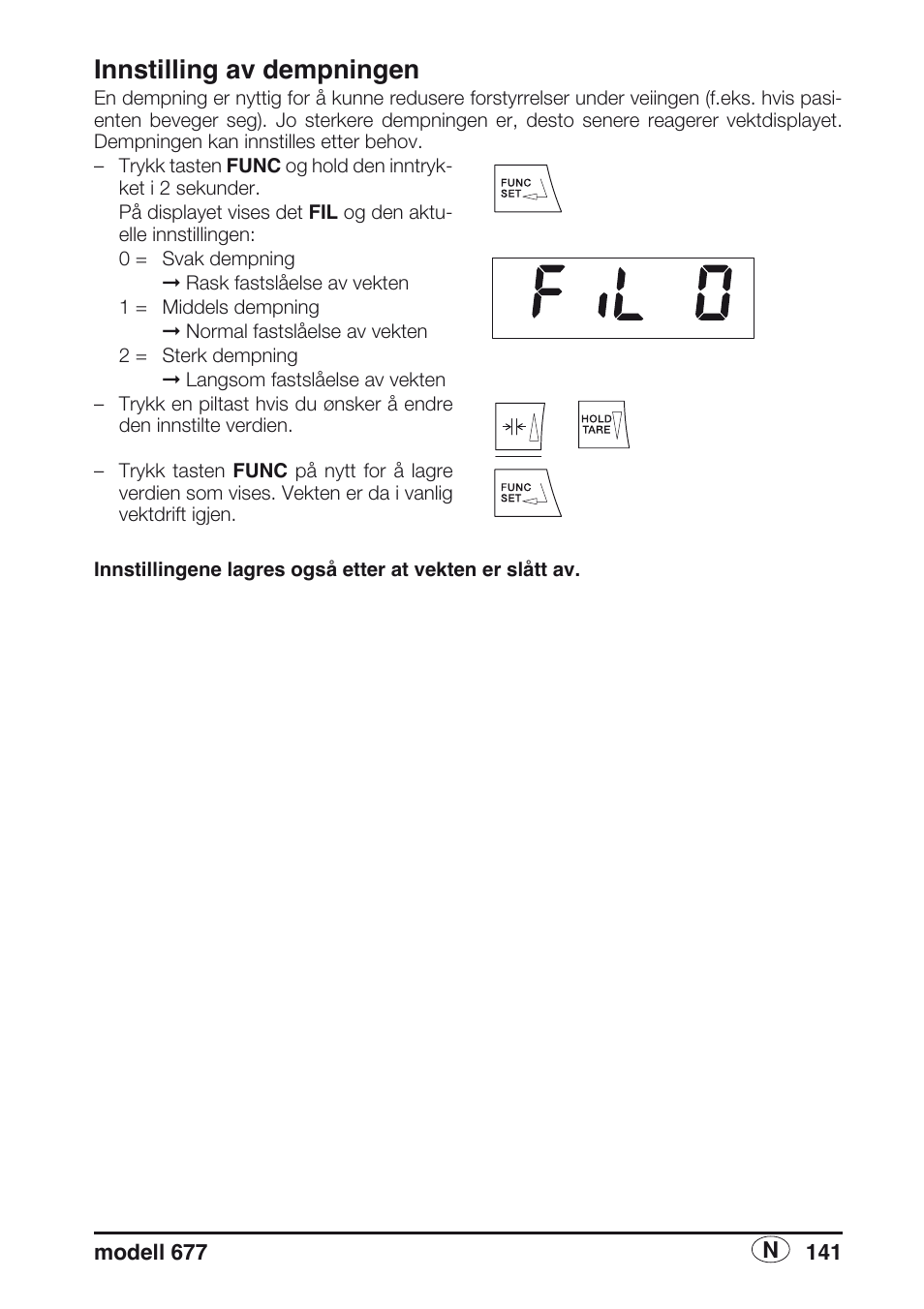 Innstilling av dempningen | Seca 677 User Manual | Page 141 / 240