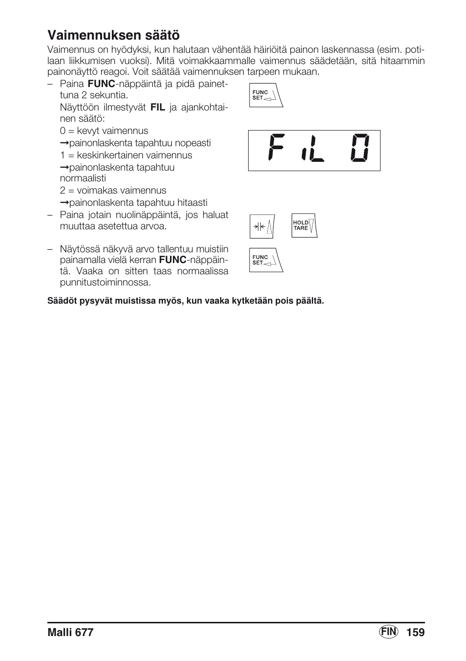 Vaimennuksen säätö | Seca 677 User Manual | Page 159 / 240
