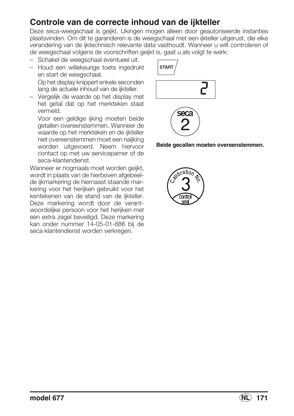 Controle van de correcte inhoud van de ijkteller | Seca 677 User Manual | Page 171 / 240