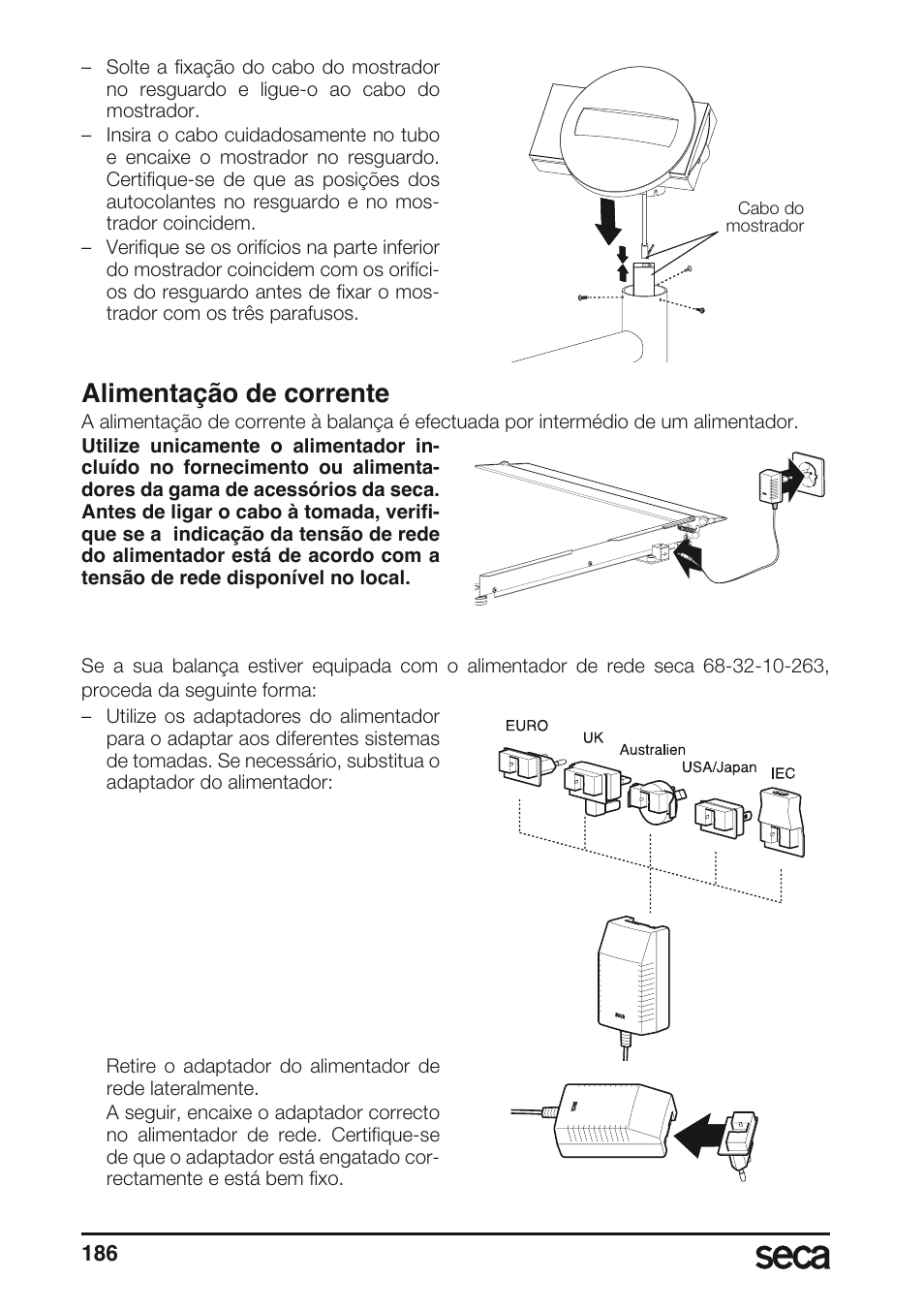 Alimentação de corrente | Seca 677 User Manual | Page 186 / 240