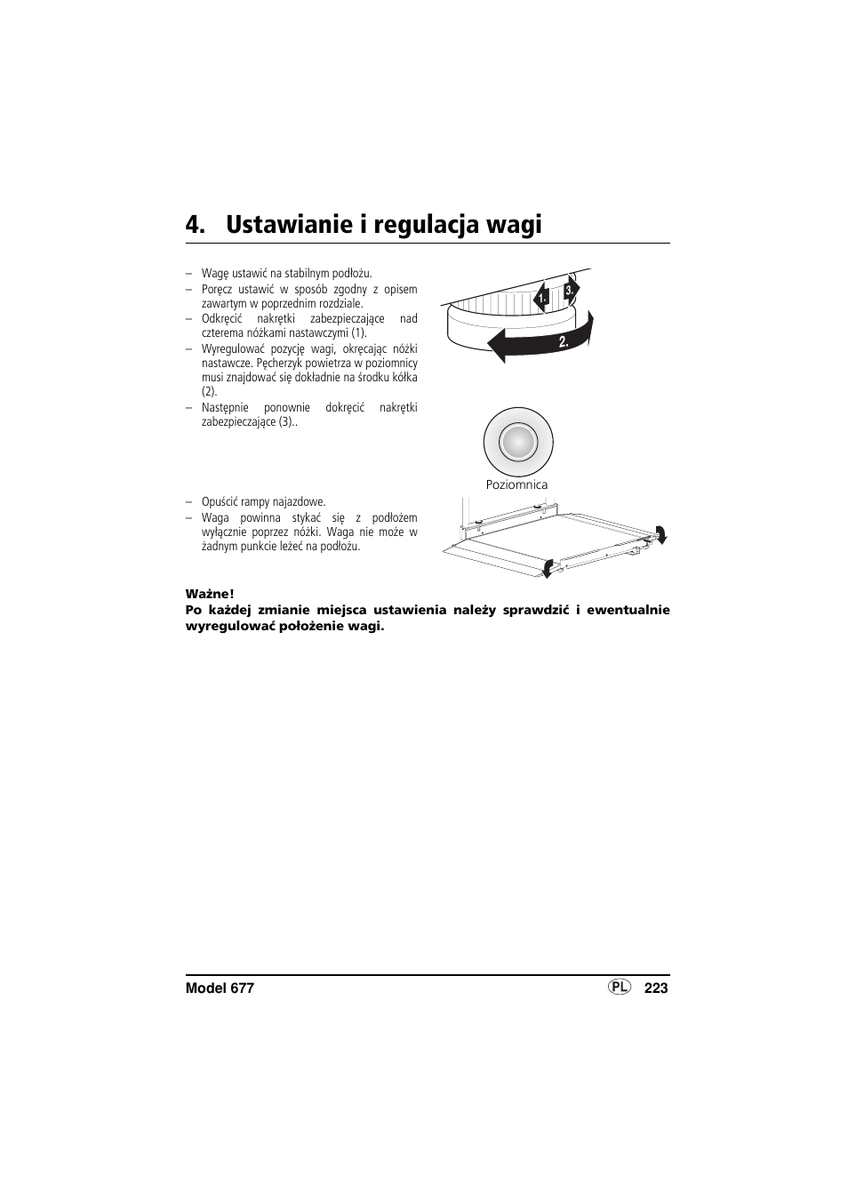 Ustawianie i regulacja wagi, Libelle | Seca 677 User Manual | Page 223 / 240