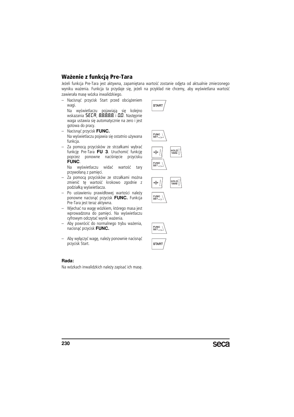 Ważenie z funkcją pre-tara | Seca 677 User Manual | Page 230 / 240