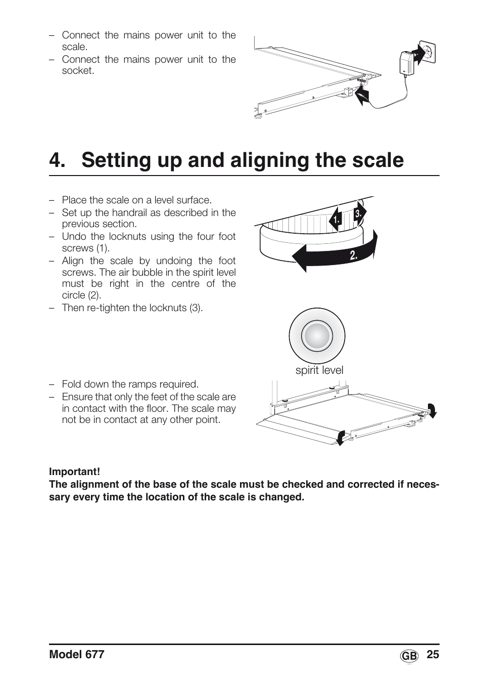 Setting up and aligning the scale, Libelle | Seca 677 User Manual | Page 25 / 240