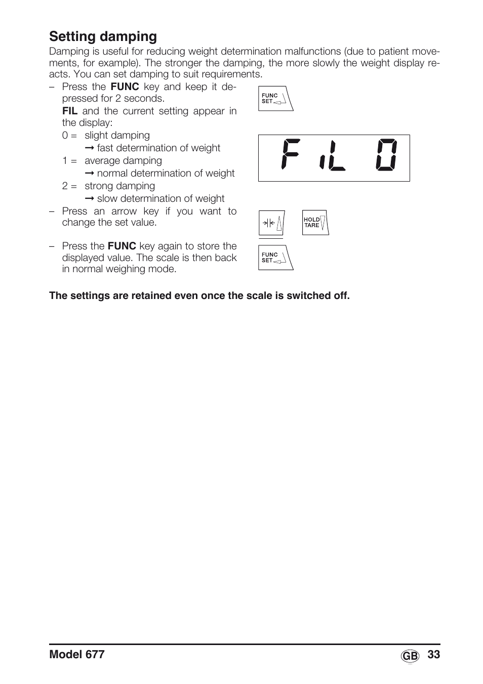 Setting damping | Seca 677 User Manual | Page 33 / 240