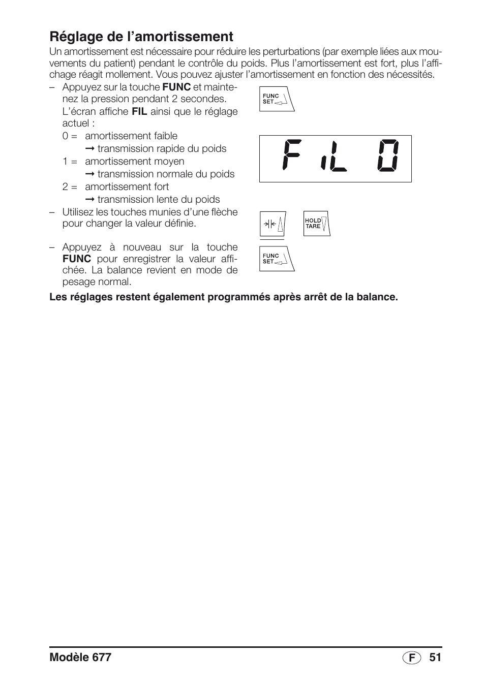Réglage de l’amortissement | Seca 677 User Manual | Page 51 / 240