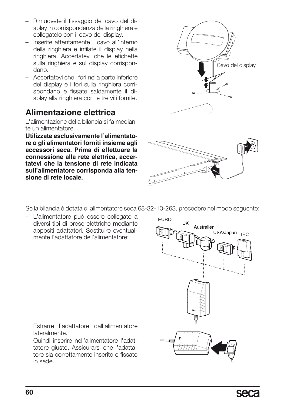 Alimentazione elettrica | Seca 677 User Manual | Page 60 / 240