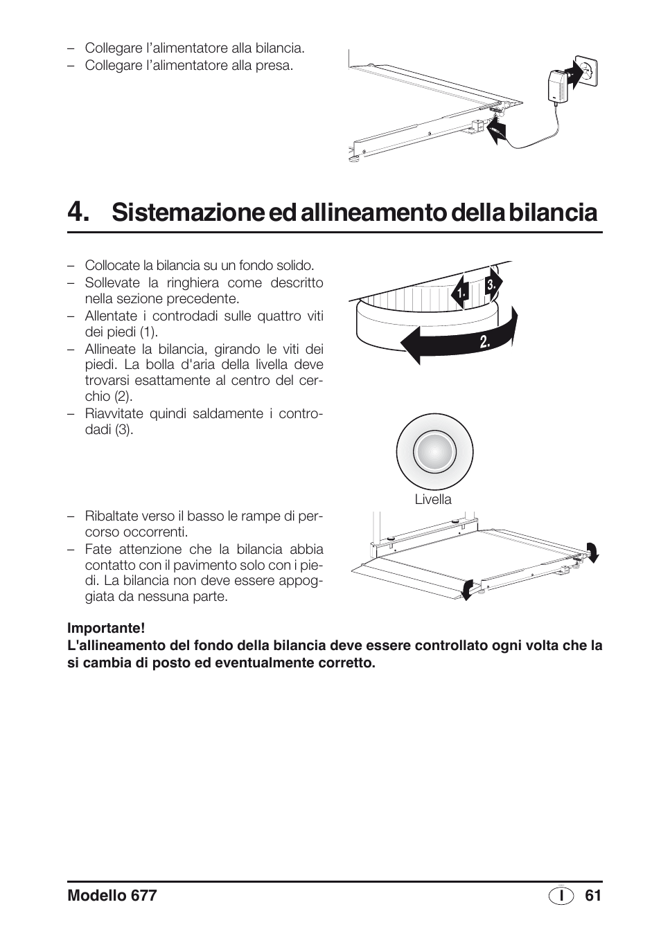 Sistemazione ed allineamento della bilancia, Libelle | Seca 677 User Manual | Page 61 / 240