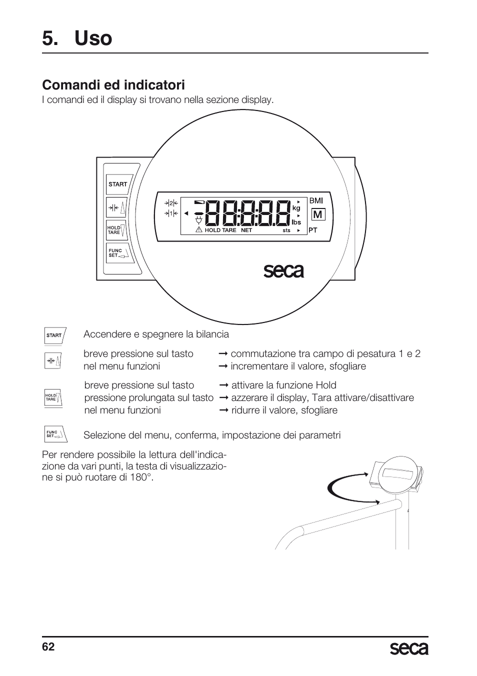 Comandi ed indicatori | Seca 677 User Manual | Page 62 / 240