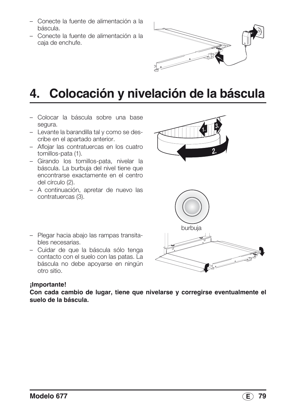 Colocación y nivelación de la báscula, Libelle | Seca 677 User Manual | Page 79 / 240