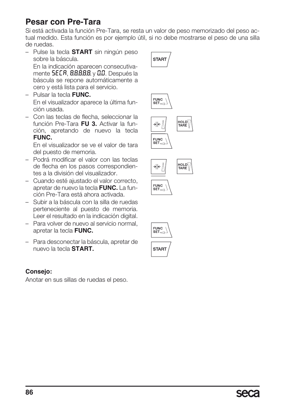 Pesar con pre-tara | Seca 677 User Manual | Page 86 / 240