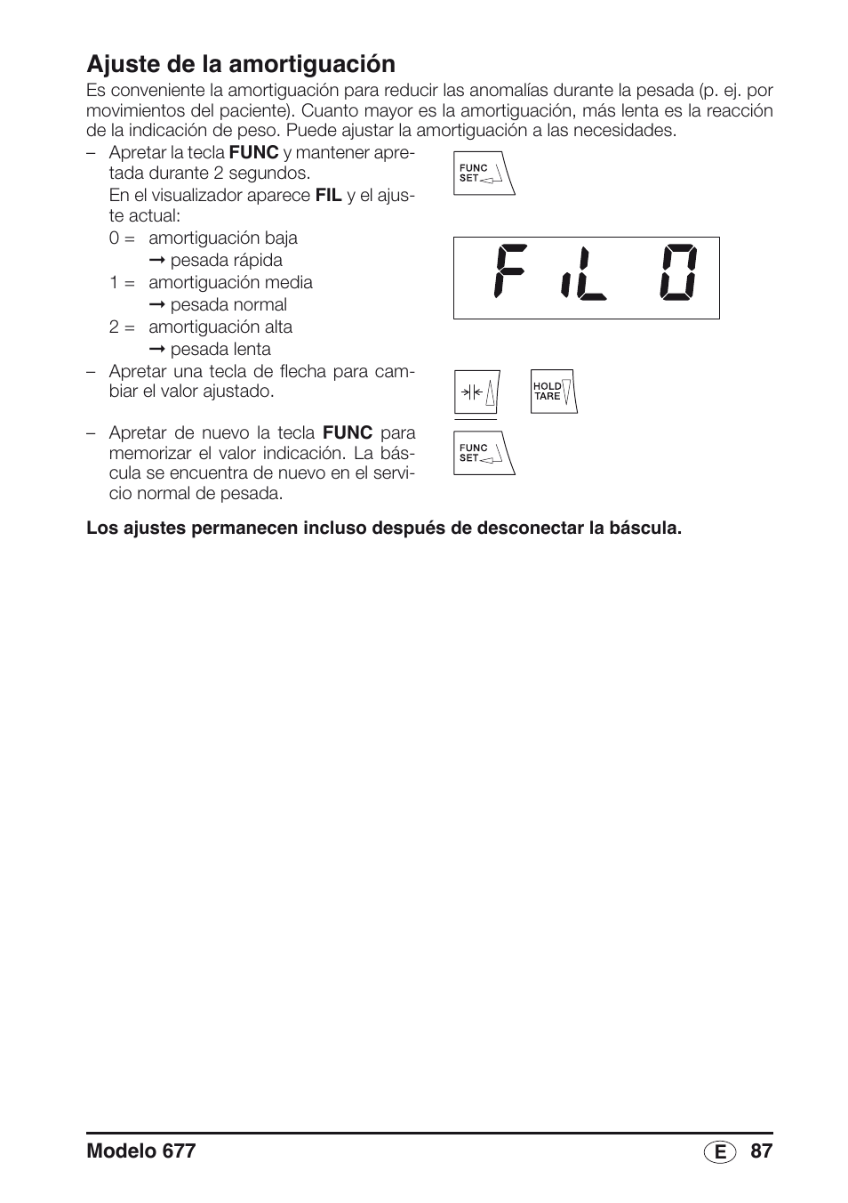 Ajuste de la amortiguación | Seca 677 User Manual | Page 87 / 240