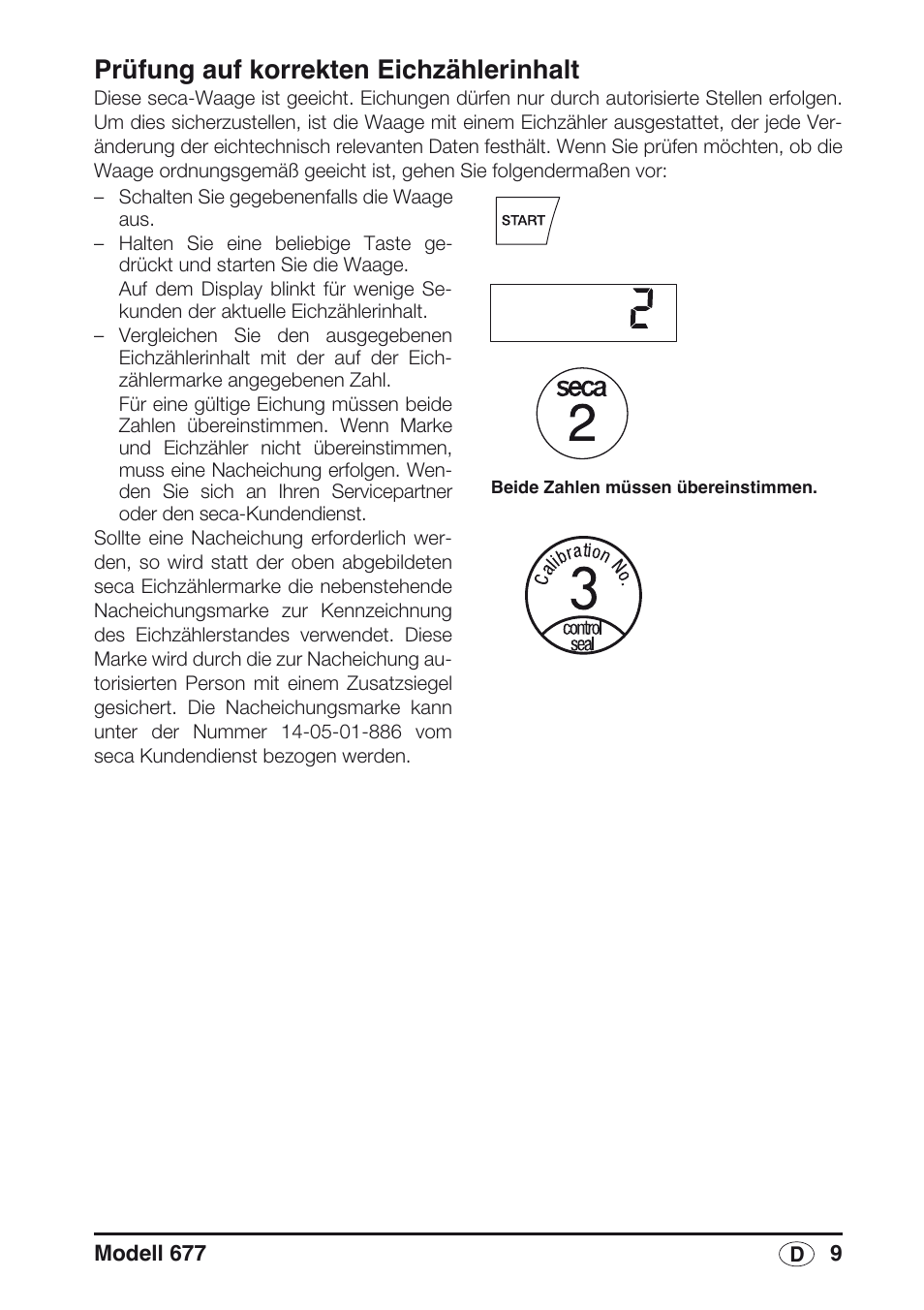 Prüfung auf korrekten eichzählerinhalt | Seca 677 User Manual | Page 9 / 240