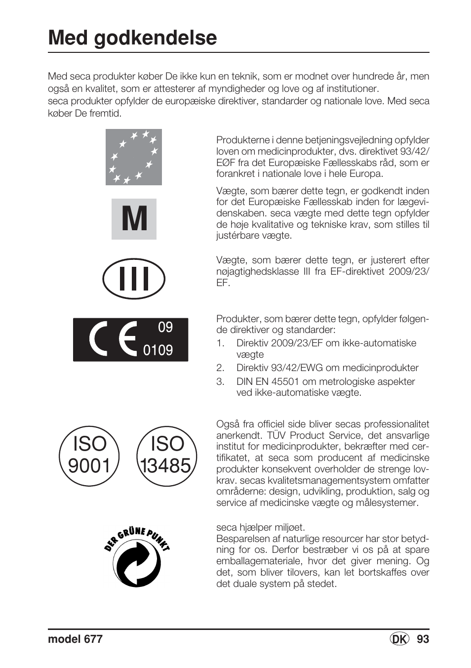 Dansk, Med godkendelse | Seca 677 User Manual | Page 93 / 240