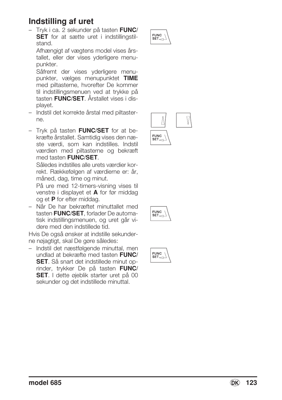Indstilling af uret | Seca 685 User Manual | Page 123 / 292