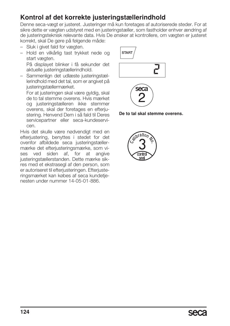 Kontrol af det korrekte justeringstællerindhold | Seca 685 User Manual | Page 124 / 292