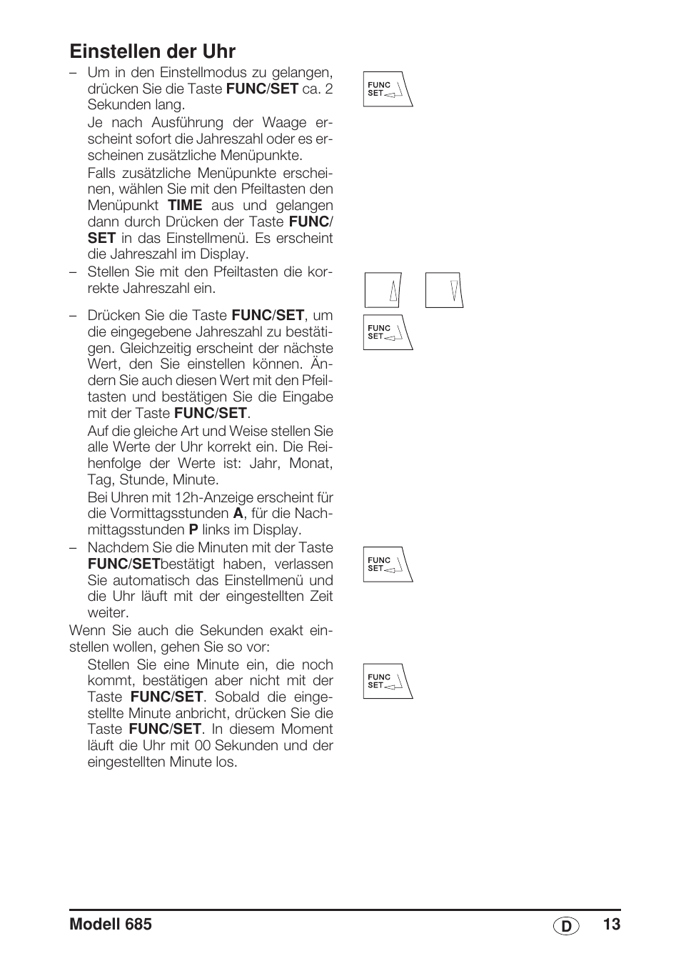 Einstellen der uhr | Seca 685 User Manual | Page 13 / 292