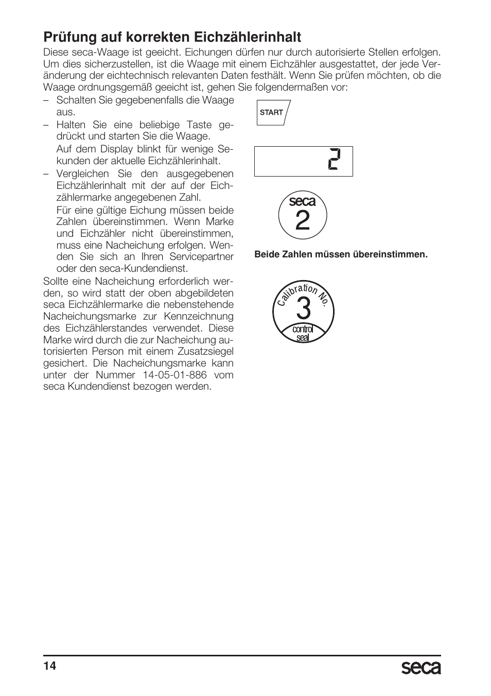 Prüfung auf korrekten eichzählerinhalt | Seca 685 User Manual | Page 14 / 292