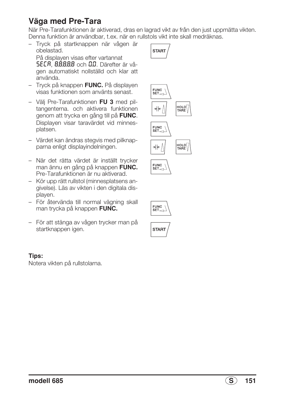 Väga med pre-tara | Seca 685 User Manual | Page 151 / 292