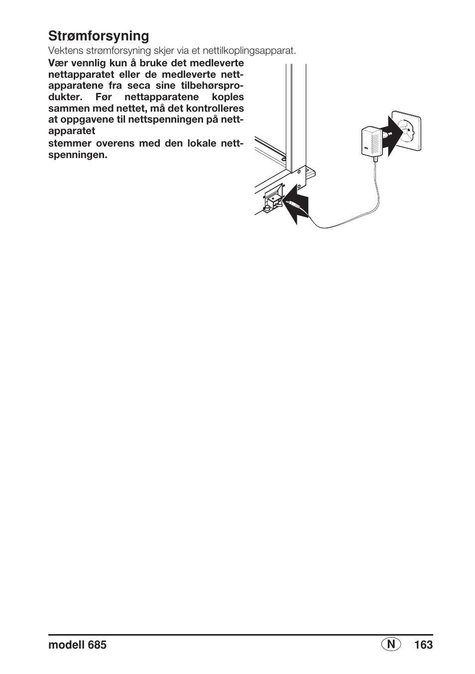 Strømforsyning | Seca 685 User Manual | Page 163 / 292