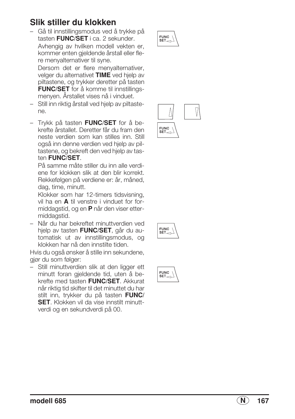 Slik stiller du klokken | Seca 685 User Manual | Page 167 / 292