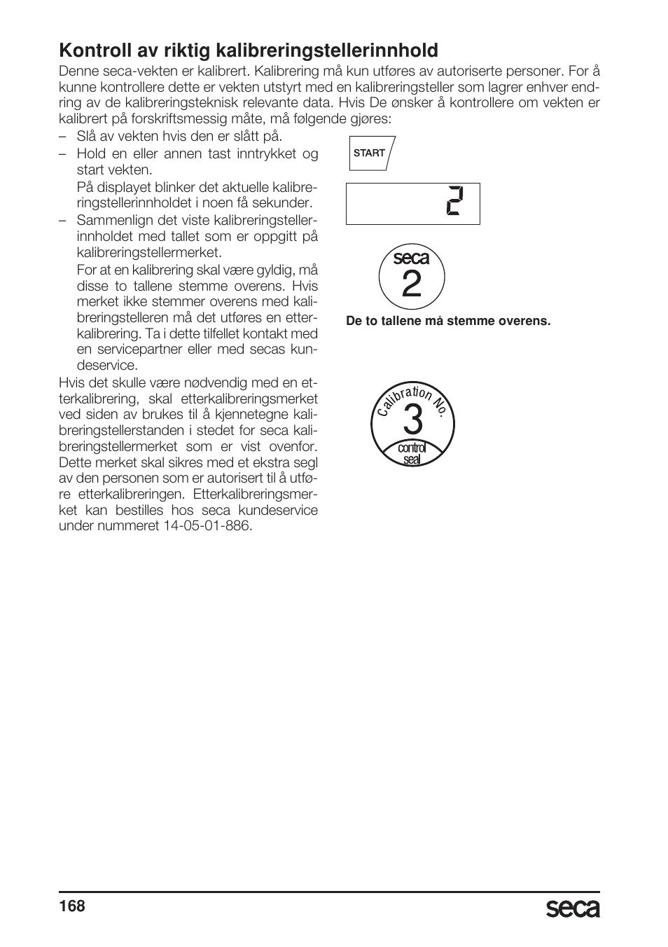 Kontroll av riktig kalibreringstellerinnhold | Seca 685 User Manual | Page 168 / 292