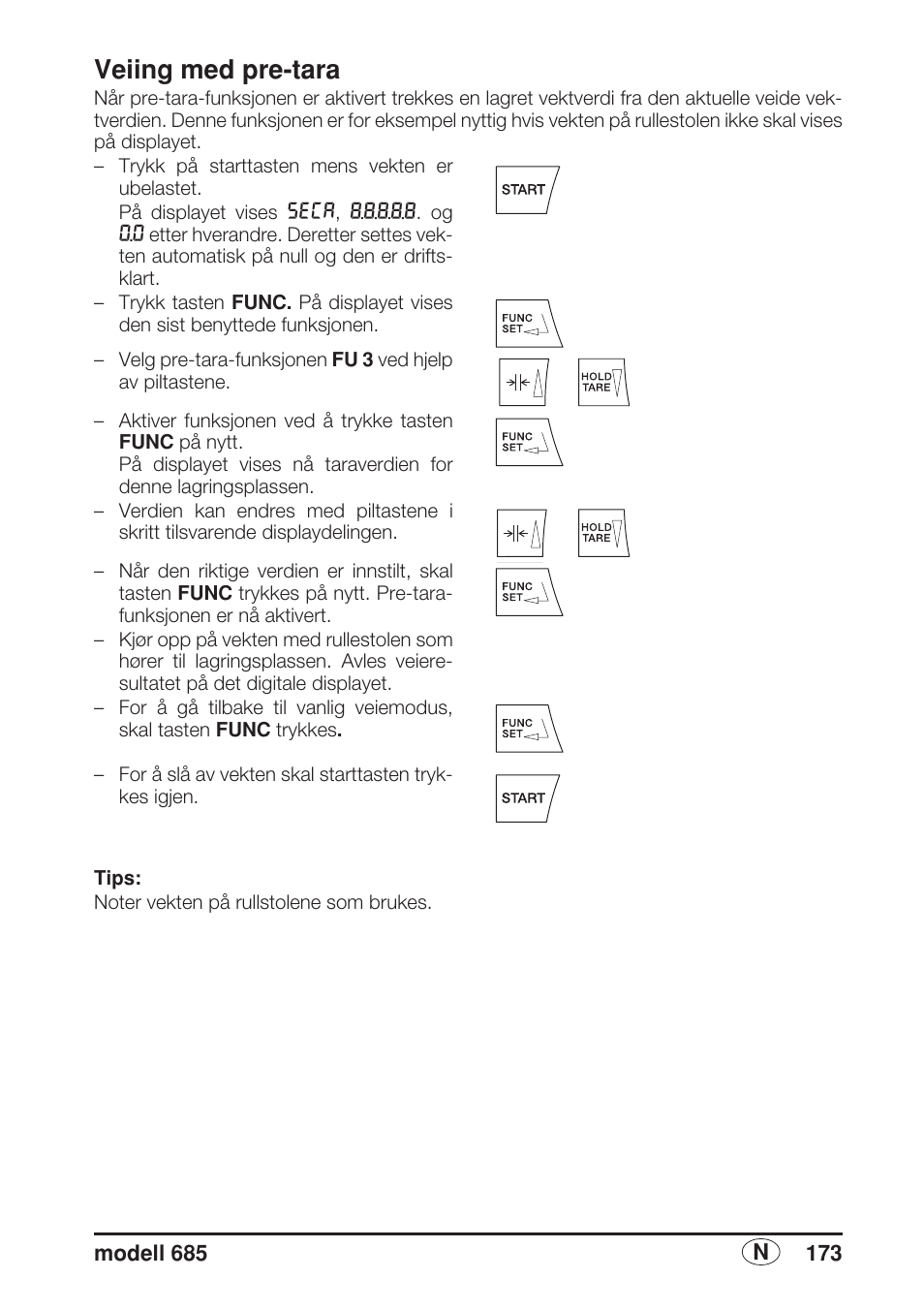 Veiing med pre-tara | Seca 685 User Manual | Page 173 / 292