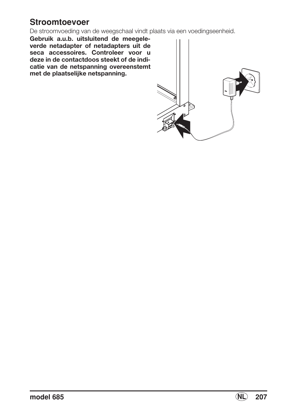 Stroomtoevoer | Seca 685 User Manual | Page 207 / 292