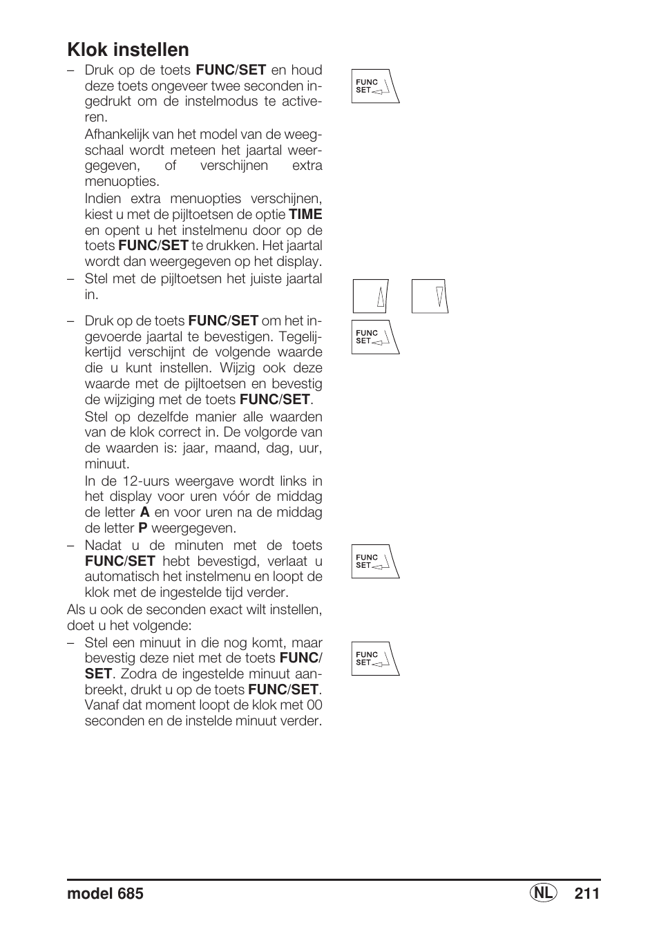 Klok instellen | Seca 685 User Manual | Page 211 / 292
