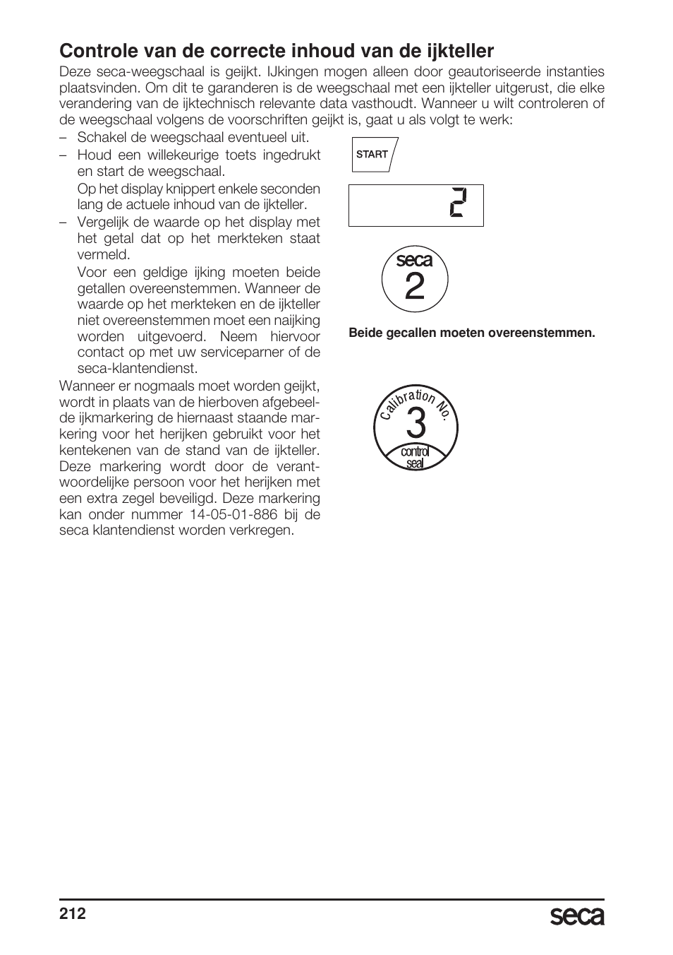 Controle van de correcte inhoud van de ijkteller | Seca 685 User Manual | Page 212 / 292