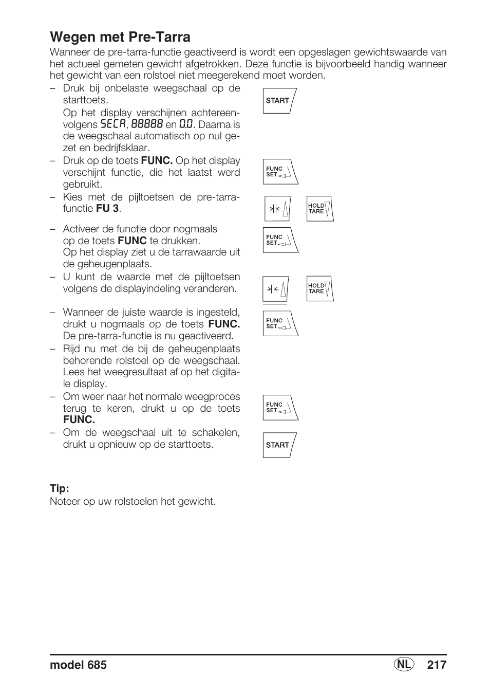 Wegen met pre-tarra | Seca 685 User Manual | Page 217 / 292