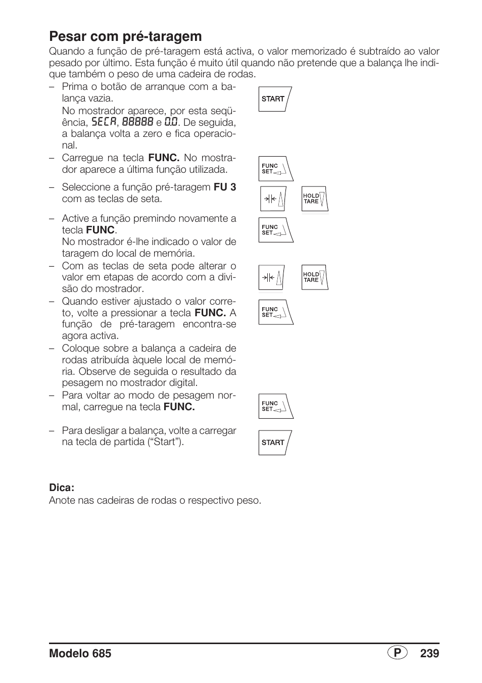 Pesar com pré-taragem | Seca 685 User Manual | Page 239 / 292