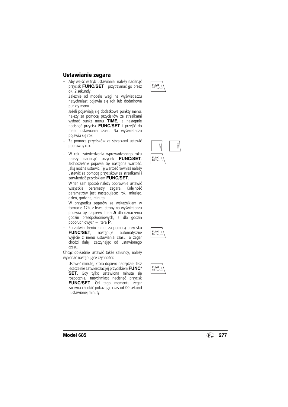 Ustawianie zegara | Seca 685 User Manual | Page 277 / 292