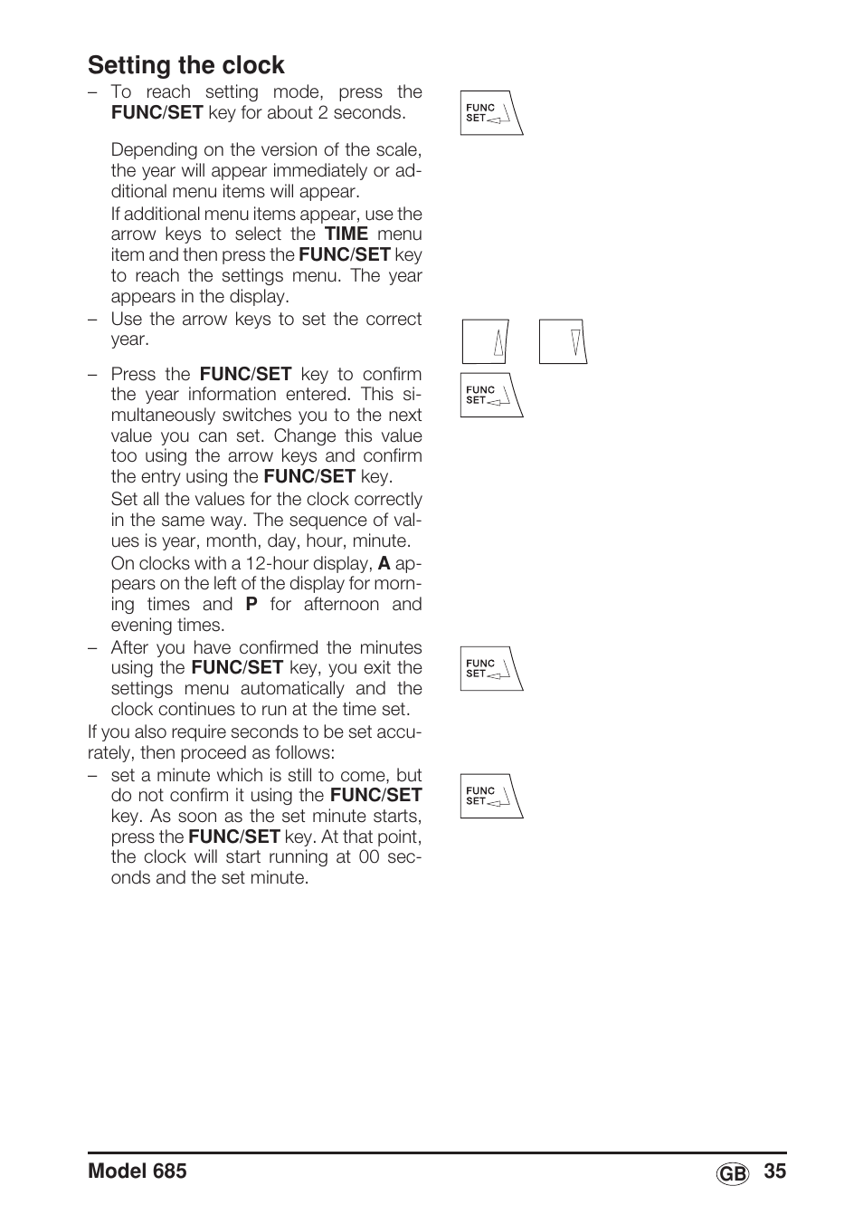 Setting the clock | Seca 685 User Manual | Page 35 / 292