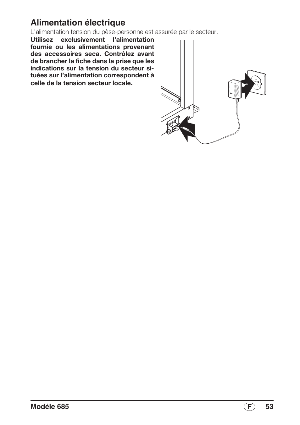 Alimentation électrique | Seca 685 User Manual | Page 53 / 292