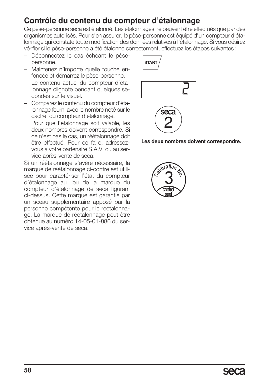Contrôle du contenu du compteur d’étalonnage | Seca 685 User Manual | Page 58 / 292
