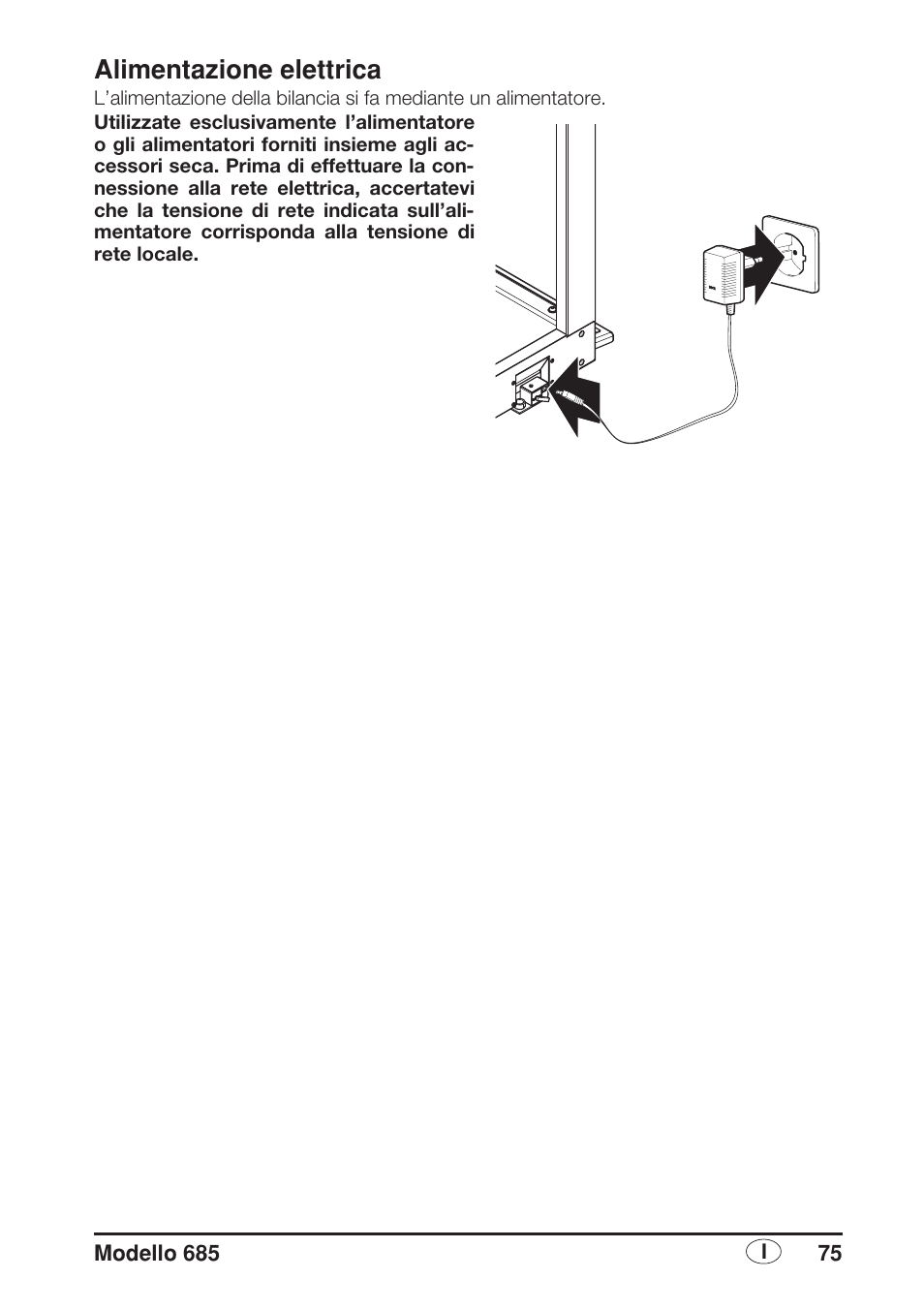 Alimentazione elettrica | Seca 685 User Manual | Page 75 / 292
