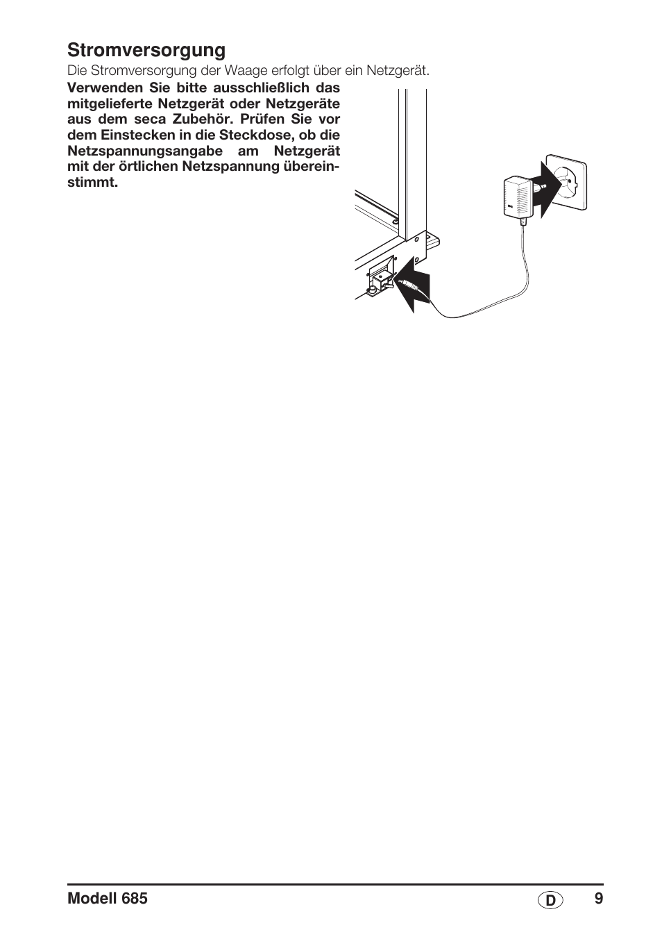 Stromversorgung | Seca 685 User Manual | Page 9 / 292