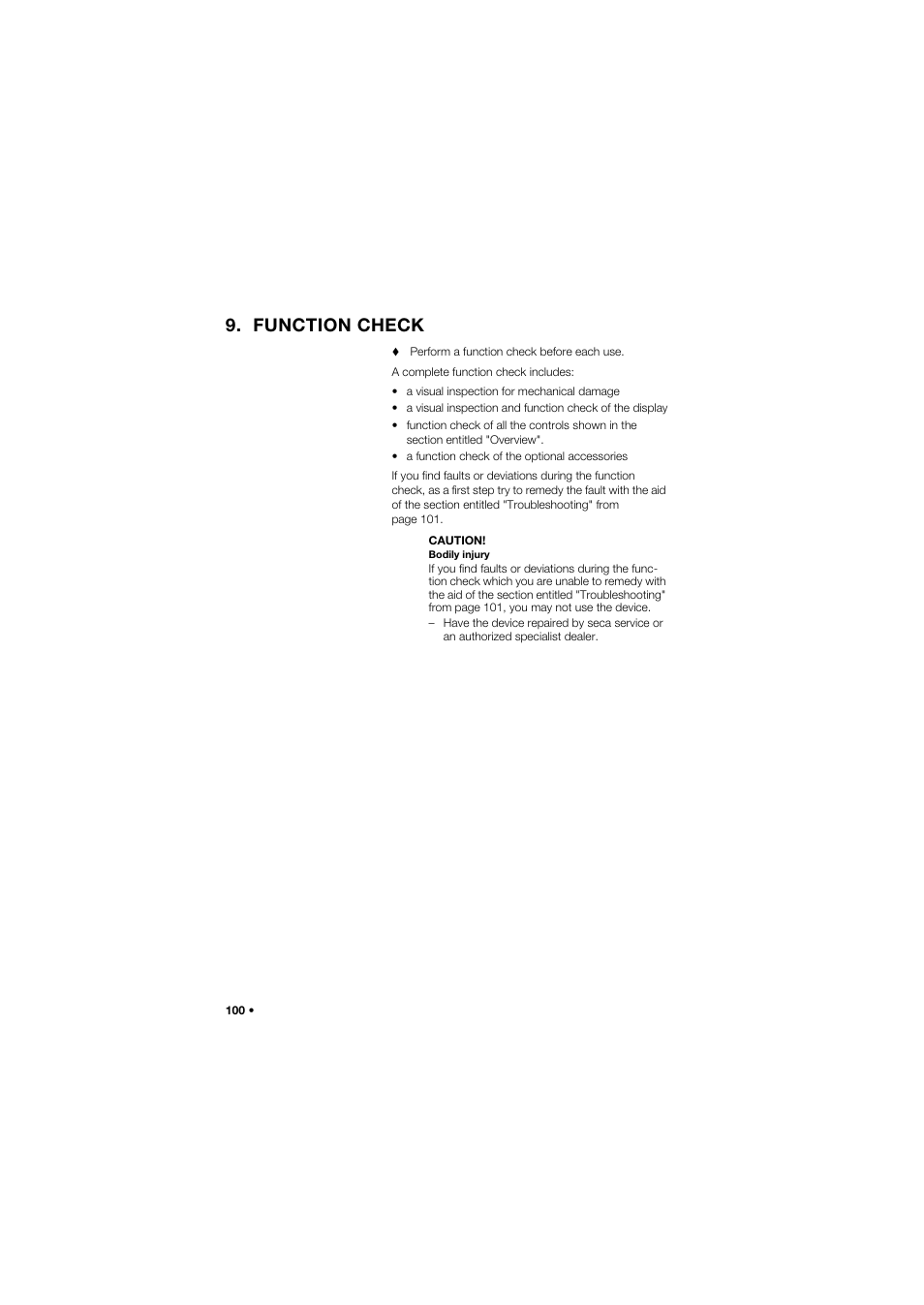 Function check | Seca 685 User Manual | Page 100 / 385