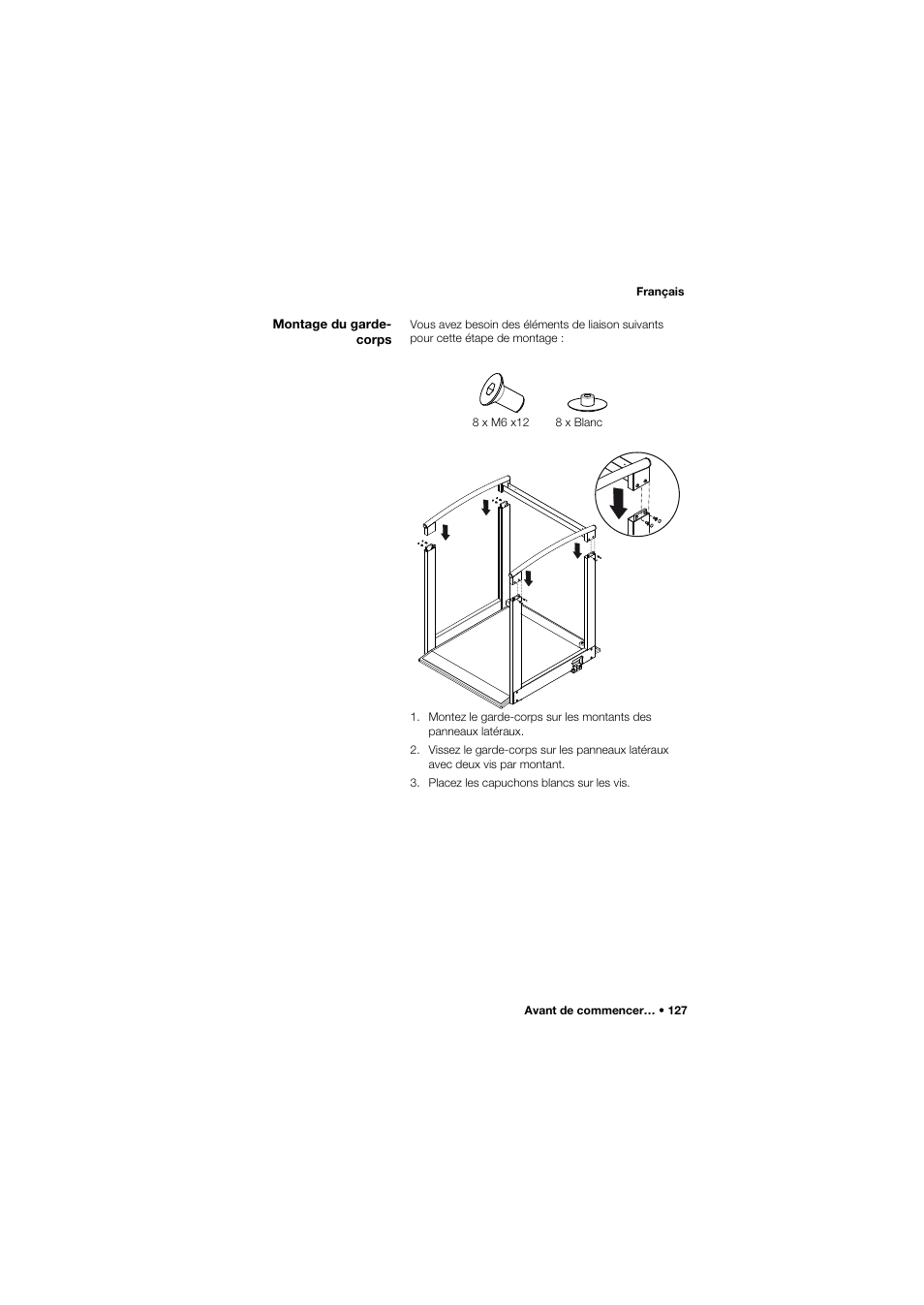 Montage du garde- corps | Seca 685 User Manual | Page 127 / 385