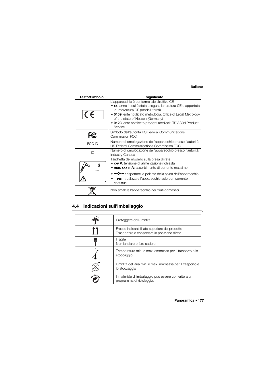 4 indicazioni sull'imballaggio | Seca 685 User Manual | Page 177 / 385